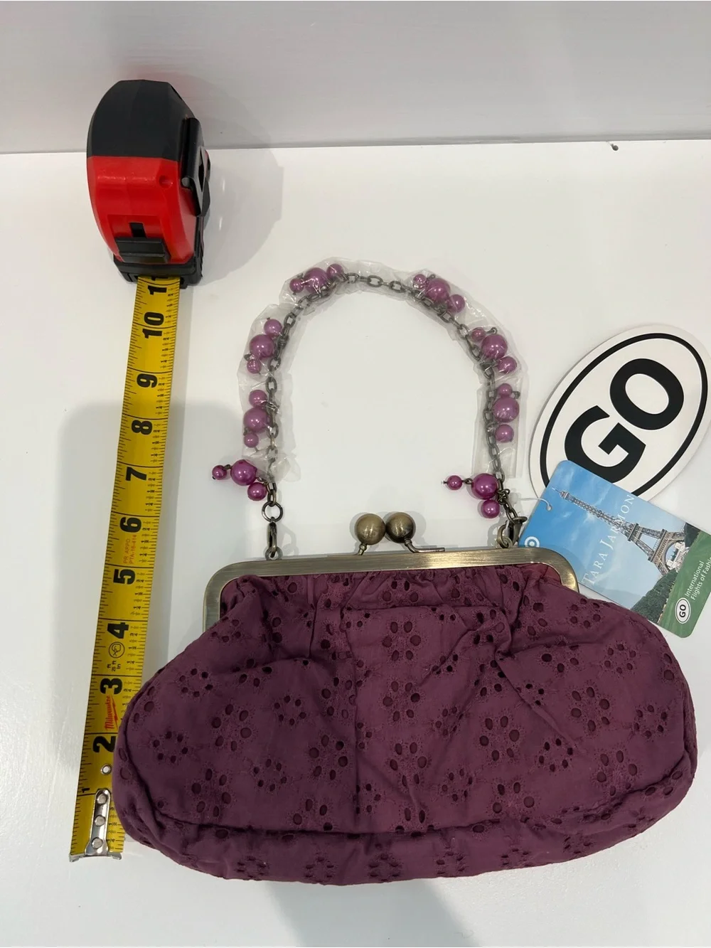 NWT Vintage Tara Jarmon x Target Purple Eyelet Kiss Lock Bag